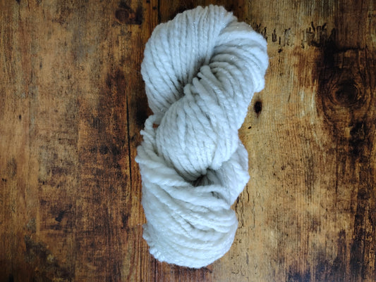 Shimmering White Handspun Merino Wool & Stellina Yarn